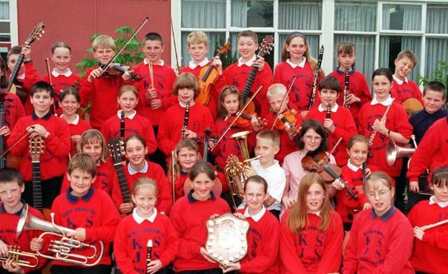 The Kirk Sandall Junior School's orchestra, 1999.