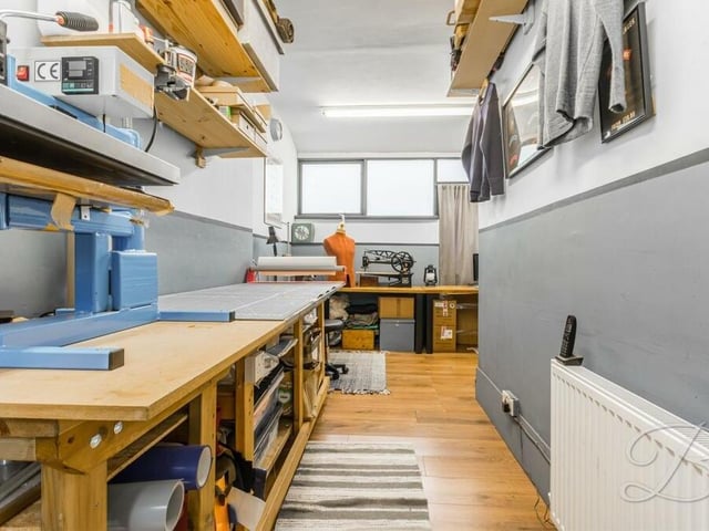 DIY enthusiasts, or those keen to set up such a business at home  will love this purpose-built workshop that has been created on the ground floor of the £400,000 house.