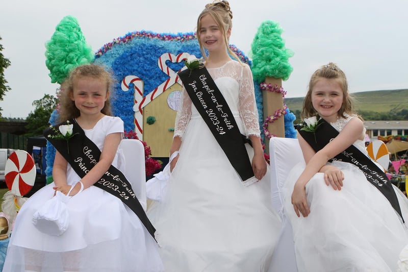 Chapel Carnival, this years new royalty, junior queen Faith Phillips with Isabelle Bancroft and Poppy Goodwin Smith.
