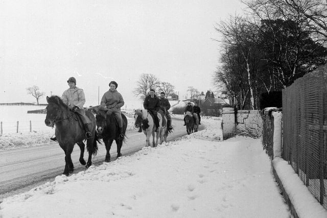 Pony trekkers from Woodhouselee Stables on West Linton Road in 1963