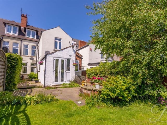 Time to step outside now for this view from the back garden. The French doors are those that lead from the kitchen.