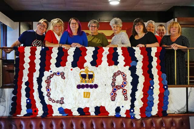 Clippo crafters unveil their crochet cargo net for the coronation.
