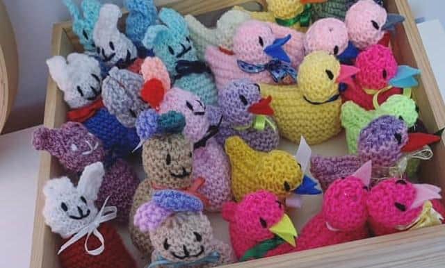 Chicks and bunnies chocolate eggs donated to NHS staff by Mansfield 'Knitting Nannas' group