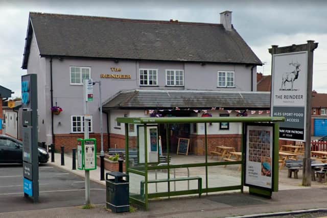 The bus shelter outside the Reindeer Inn, on Southwell Road West, Mansfield.