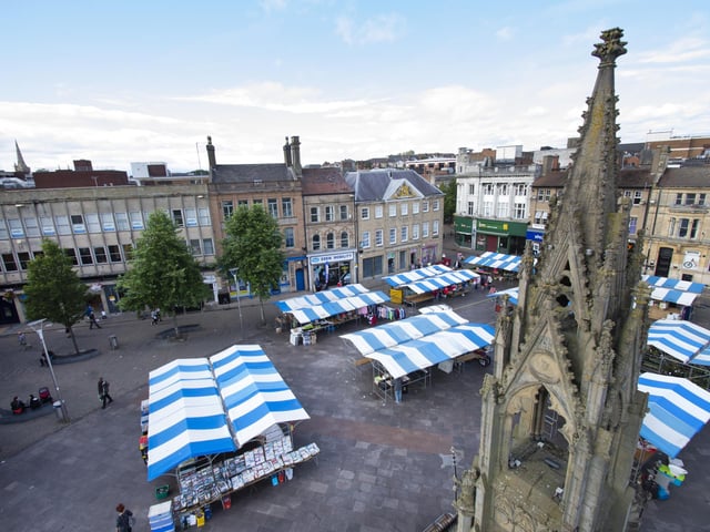 Mansfield town centre, from above.