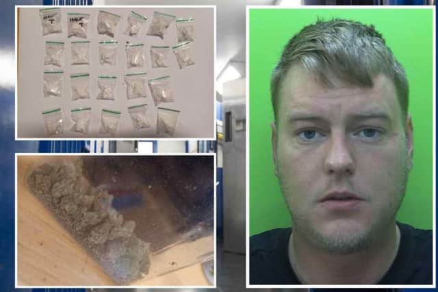 Ryan Hunt was jailed after police found drugs at his Rainworth flat. Photo: Nottinghamshire Police