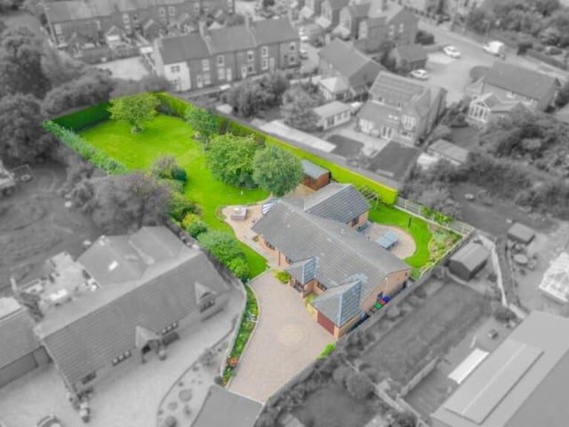 Before we step inside, let's take a view from the skies with a drone shot that shows how the bungalow and its lengthy garden fit in to the Selston landscape.