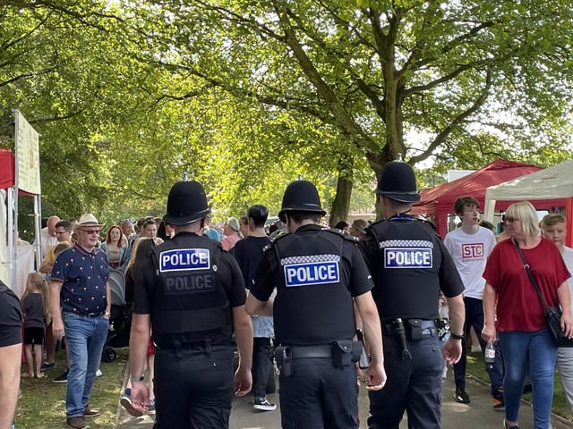 Police take a wander around the event.