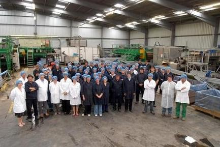 Martin Evans and staff pictured in the Freshgro Factory at Bilsthorpe. Founded in 1998, Freshgro is a major supplier of root vegetables to UK retailers and is still active in the area to this day.