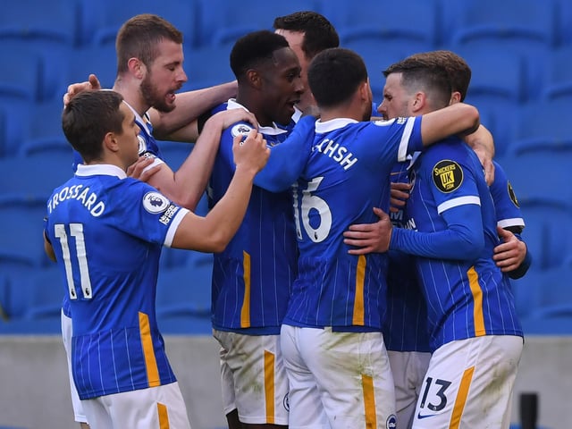 Brighton's shot total: 11. Brighton's xG: 2.22. Liverpool's shot total: 6. Liverpool's xG: 0.32.