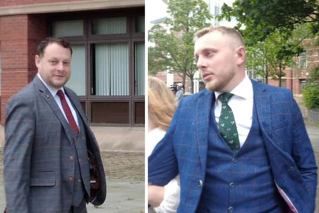 Coun Jason Zadrozny, left, and Coun Tom Hollis outside Nottingham Magistrates' Court on July 21. (Photo by: Andrew Topping/Local Democracy Reporting Service)