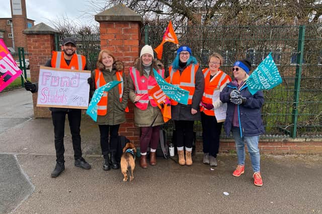 The picket line at Quarrydale Academy in Sutton