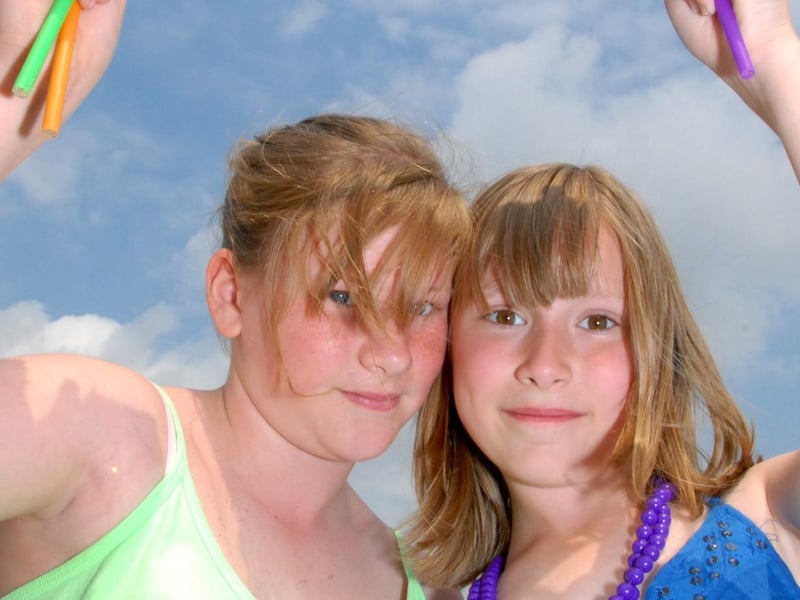 Sutton's Croft School 2010. Pictured are pupils Olivia Brown and Jessica Johnson who created windmills to sell at the fair.