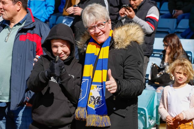 Mansfield Town fans enjoying their day out in Saturday's big win at Scunthorpe United.