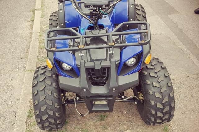 Police in Shirebrook seized this electric quad bike after the rider was caught driving it on the public highway without a licence, insurance or tax. (Photo by: Derbyshire Police)