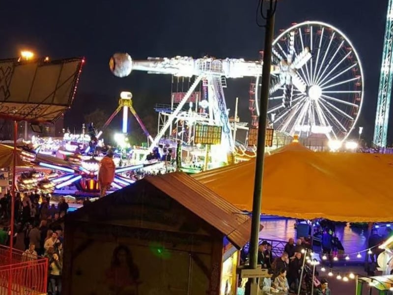 The fair all lit up at night in 2016.