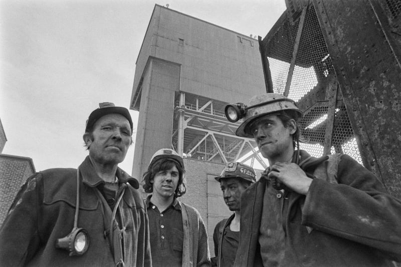 Miners at the Bevercotes Colliery near Ollerton are pictured on 26th October 1973. Bevercotes was one of the first fully automated mines in the UK.