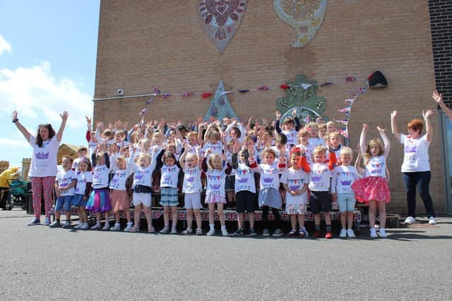 Pupils at Abbey Primary School learned all about the Queen's jubilee as they celebrated the milestone event.