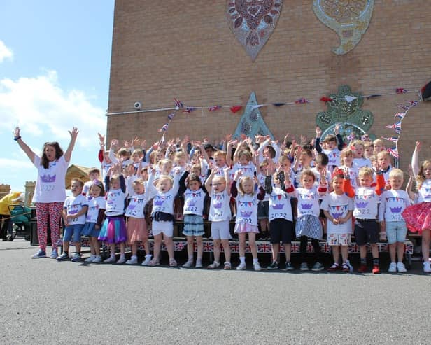 Pupils at Abbey Primary School learned all about the Queen's jubilee as they celebrated the milestone event.