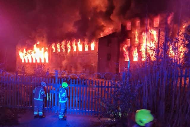 The fire at Hermitage Mill near Mansfield District Council's depot on Hermitage Lane