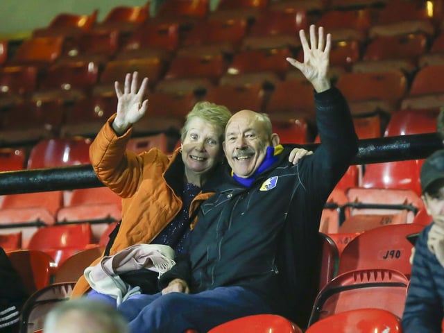 Stags fans during the Papa John's Trophy match against Grimsby Town.