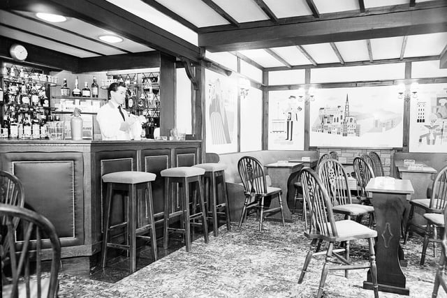 The Bruntsfield Hotel's brand new cocktail bar in May 1963.