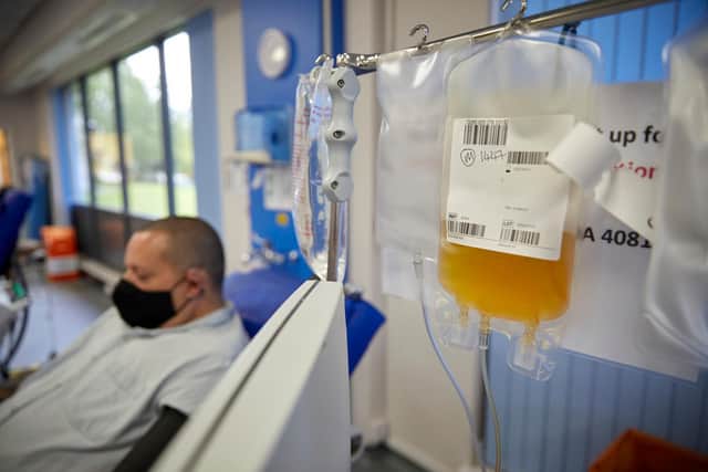 Peter Mates from Droylsden had coronavirus and spent two weeks in ICU. He is now one of thousands of recovered people donating their plasma, which can contain antibodies against the virus. Peter has the highest antibody levels of any donor so far