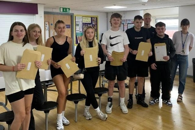Students collecting their A Level results at Sutton Community Academy this morning.
