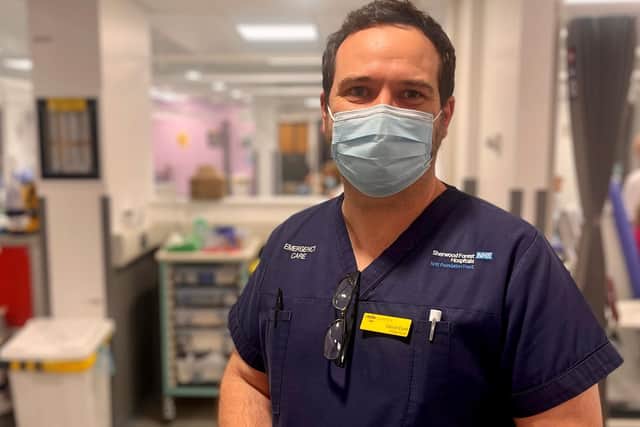 Dan Exell, lead nurse on the Same Day Emergency Care Unit at Sherwood Forest Hospital NHS Trust's King's Mill Hospital in Sutton.