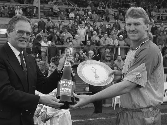 George Foster accepts his Manager of the Month award.