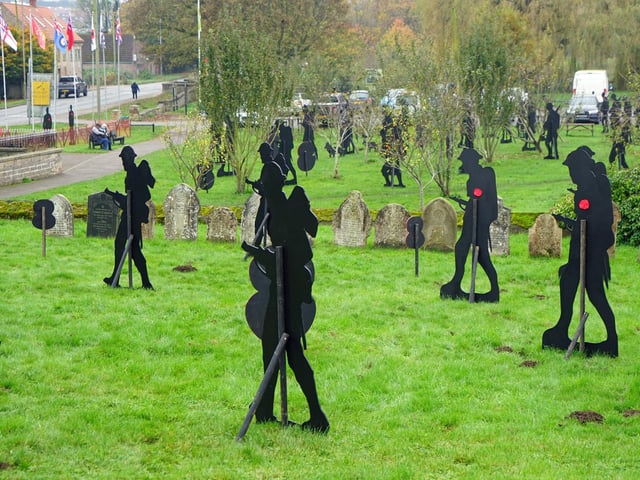 Soldier silhouettes can be found by the cenotaph.