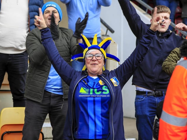 Mansfield Town fans ahead of the big win at Bradford.