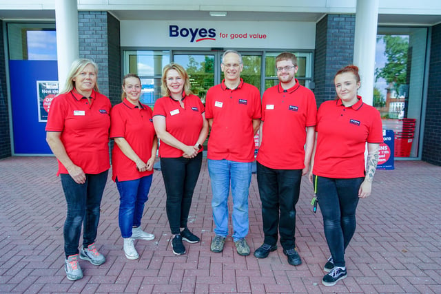 Staff outside the new Boyes opening at the Broad Centre Retail Park in Sutton.