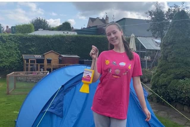 Ruth Lamb who is camping out for charity