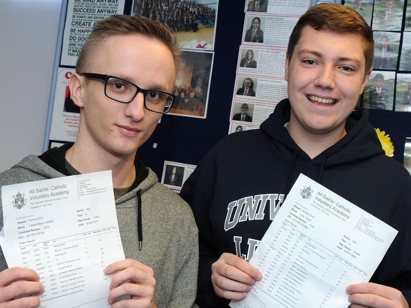 Lukasc Jasinski, left and Luke Powell get their results.