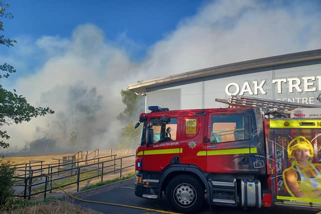 Firefighters were pelted with golf balls as they tackled a blaze at Oak Tree Heath, next to Oak Tree Leisure Centre.