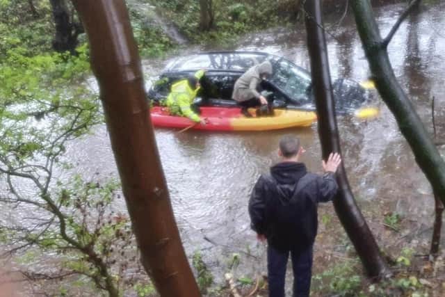 Dean was on hand with a canoe to rescue stranded drivers in Newstead.