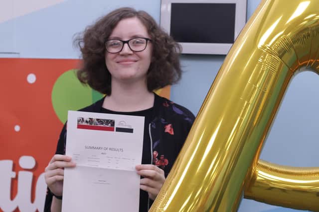 Amy Meeson was 'very surprised' to achieve A* grades in all three of her subjects.