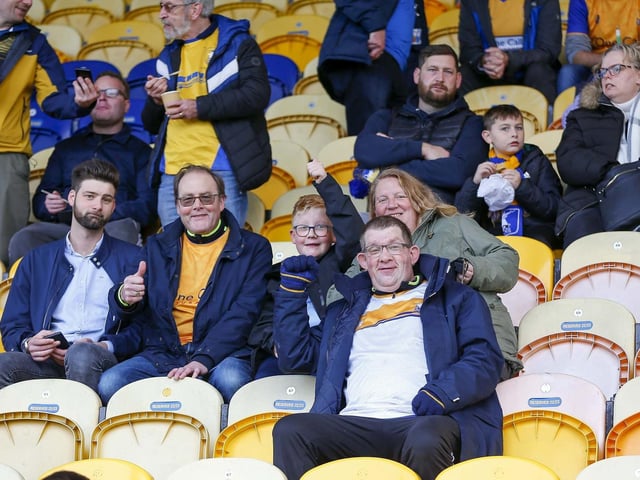 Stags fans during the Sky Bet League 2 match against Swindon Town FC at the One Call Stadium, 29 Oct 2022.