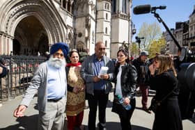 Harjinder and family outside the Court of Appeal on Friday. Picture from Hudgell Solicitors.