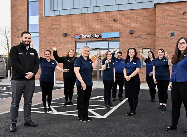 Staff celebrate as the new Travelodge opens at Mansfield
