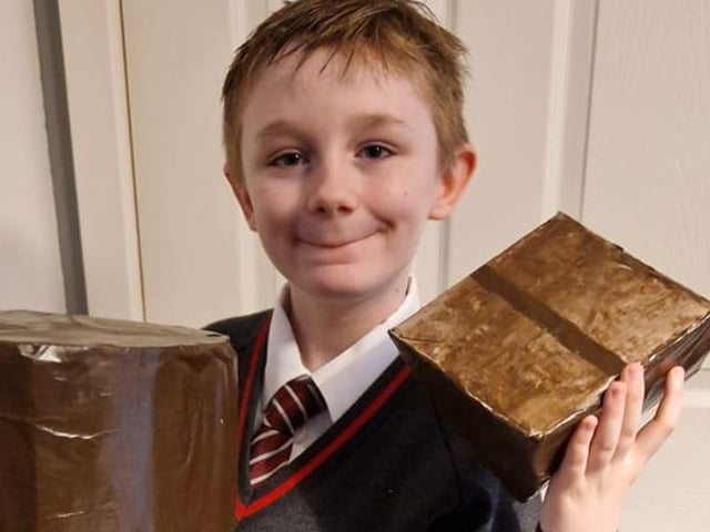 This young lad dressed up as Bruce from Matilda