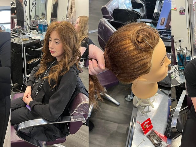 Make-up artistry students prepared and fitted wigs