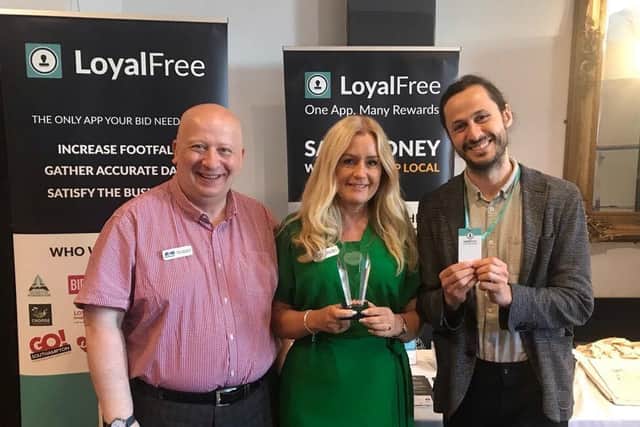 (L-R) Steve Corderoy-Foster (operations manager, North Notts BID) Sally Gillborn (chief executive, North Notts BID) and Jason Nesbitt (co-founder of the LoyalFree app).
