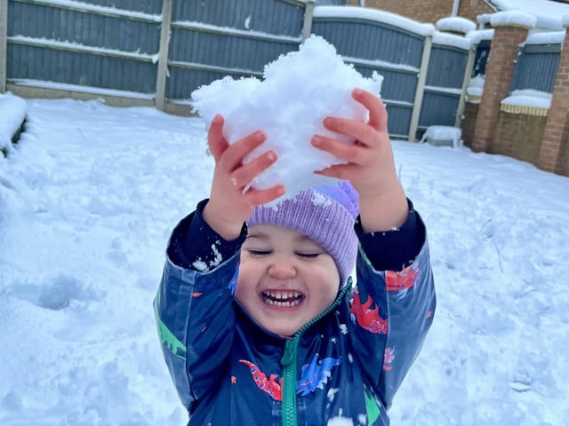 Max, two, enjoying a snow day