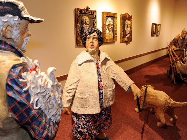 One of the village scenes by Phillip Cox at the Mansfield Museum.
