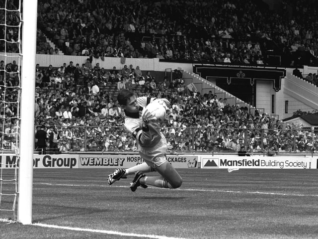 Kevin Hitchcock making a save.