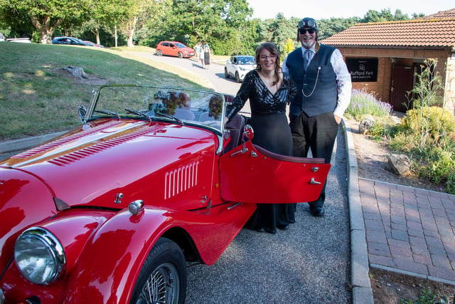 Maddison Osborne made quite the entrance in this classic car.