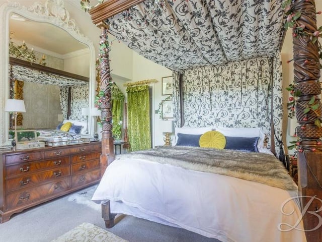 The ground floor also includes a superb sitting room, which is currently being utilised as a downstairs bedroom. The four-poster bed is one of three that currently adorn the £765,000-plus house.