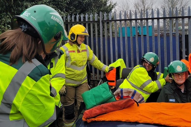 EMAS crews joined firefighters for 'some joint RTC and trauma care training'.